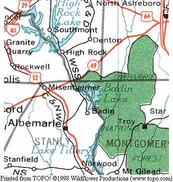 Badin Lake property map